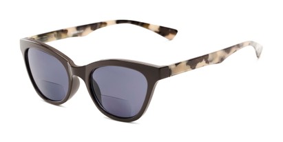 Angle of The Hale Bifocal Reading Sunglasses in Black/Tortoise with Smoke, Women's Cat Eye Reading Sunglasses