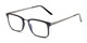 Angle of The Hank in Matte Blue, Women's and Men's Rectangle Reading Glasses