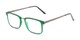 Angle of The Hank in Matte Green, Women's and Men's Rectangle Reading Glasses