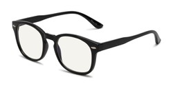 Angle of The Harley Computer Reader in Black with Light Yellow, Women's and Men's Retro Square Reading Glasses