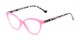 Angle of The Harlow in Pink/Grey Tortoise, Women's Cat Eye Reading Glasses