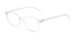 Angle of The Hawkins Multifocal Reader in Clear, Women's and Men's Rectangle Reading Glasses