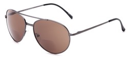 Angle of The Hendrix Bifocal Reading Sunglasses in Grey with Amber, Women's and Men's Aviator Reading Sunglasses