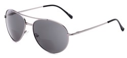 Angle of The Hendrix Bifocal Reading Sunglasses in Silver with Smoke, Women's and Men's Aviator Reading Sunglasses