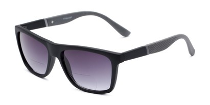 Angle of The Henry Bifocal Reading Sunglasses in Black/Grey with Smoke, Men's Retro Square Reading Sunglasses