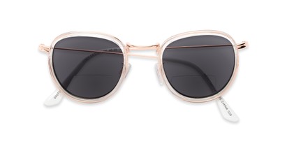 Folded of The Hitch Bifocal Reading Sunglasses in Clear/Gold with Smoke