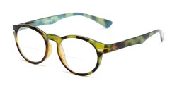 Angle of The Ivy League Bifocal in Green Tortoise/Blue, Women's and Men's Round Reading Glasses
