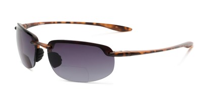 Angle of The Jack Bifocal Reading Sunglasses in Glossy Tortoise with Smoke, Women's and Men's Sport & Wrap-Around Reading Sunglasses