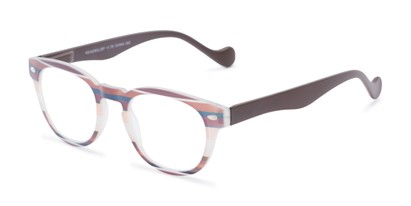 Angle of The Jaden in Brown Stripes, Women's Round Reading Glasses