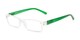 Angle of The Jax in Clear/Matte Green, Women's and Men's Rectangle Reading Glasses