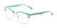 Angle of The Jean in Light Blue, Women's Browline Reading Glasses
