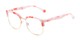 Angle of The Jean in Pink Marble, Women's Browline Reading Glasses