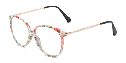 Angle of The Jillian in White/Floral, Women's Round Reading Glasses