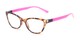 Detail of The Joy Convertible Temple Reader in Tortoise: Includes Hot Pink and Aqua Temple Sets