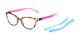 Angle of The Joy Convertible Temple Reader in Tortoise: Includes Hot Pink and Aqua Temple Sets, Women's Cat Eye Reading Glasses