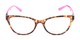Front of The Joy Convertible Temple Reader in Tortoise: Includes Hot Pink and Aqua Temple Sets