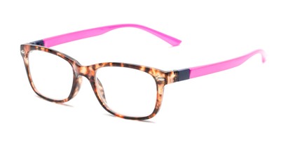 Detail of The Juno Convertible Temple Reader in Tortoise: Includes Hot Pink and Aqua Temple Sets