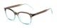 Angle of The Jupiter in Brown/Turquoise Blue Fade, Women's and Men's Retro Square Reading Glasses