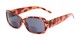 Angle of The Karissa Bifocal Reading Sunglasses in Pink Tortoise with Smoke, Women's Rectangle Reading Sunglasses