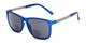 Angle of The Kearney Bifocal Reading Sunglasses in Matte Blue with Smoke, Men's Square Reading Sunglasses