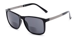 Angle of The Kearney Bifocal Reading Sunglasses in Glossy Black with Smoke, Men's Square Reading Sunglasses