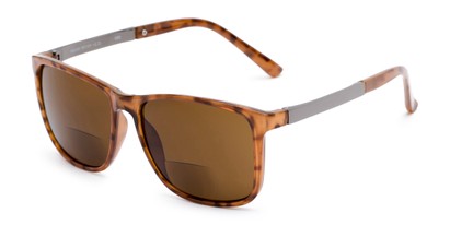 Angle of The Kearney Bifocal Reading Sunglasses in Glossy Tortoise with Amber, Men's Square Reading Sunglasses