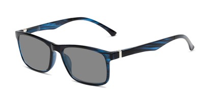 Front of The Lambert Photochromic Reader in Blue Stripe with Smoke