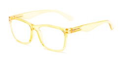 Angle of The Larkin in Clear Yellow, Women's and Men's Retro Square Reading Glasses