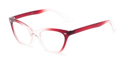 Angle of The Laura in Red/Clear Fade, Women's Cat Eye Reading Glasses