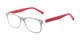 Angle of The Librarian in Herringbone/Berry Pink, Women's and Men's Retro Square Reading Glasses