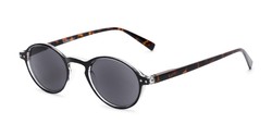 Angle of The Loft Reading Sunglasses in Black/Tortoise with Smoke, Women's and Men's Round Reading Sunglasses