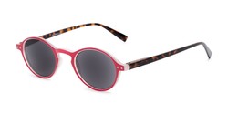 Angle of The Loft Reading Sunglasses in Red/Tortoise with Smoke, Women's and Men's Round Reading Sunglasses