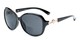 Angle of The Marigold Bifocal Reading Sunglasses in Black/Gold with Smoke, Women's Round Reading Sunglasses