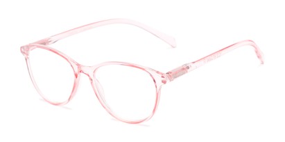 Angle of The Mercy Multifocal Reader in Pink, Women's Cat Eye Computer Glasses