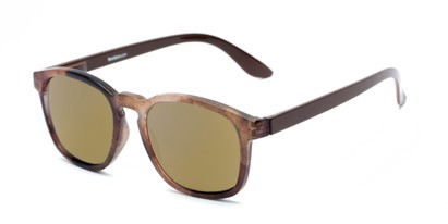 Angle of The Micah Reading Sunglasses in Brown with Gold Mirror, Women's and Men's Retro Square Reading Sunglasses