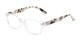 Angle of The Millard Multifocal Reader in Clear/Tortoise, Women's and Men's Retro Square Computer Glasses