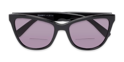 Folded of The Mimosa Bifocal Reading Sunglasses in Black with Smoke