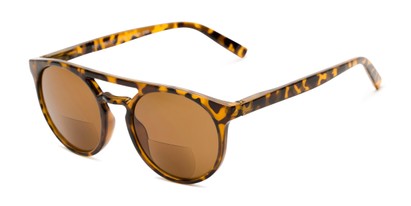 Angle of The Moby Bifocal Reading Sunglasses in Tortoise with Amber, Women's and Men's Aviator Reading Sunglasses