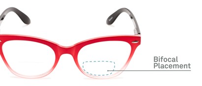 Detail of The Mya Bifocal in Red Fade/Black