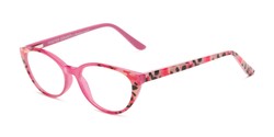 Angle of The Nina - Foster Grant for Readers.com in Berry Pink Tortoise, Women's Cat Eye Reading Glasses