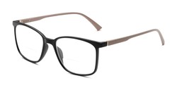 Angle of The Nola Bifocal in Black/Tan, Women's and Men's Retro Square Reading Glasses