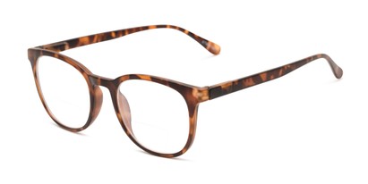 Angle of The Norwich Bifocal in Matte Brown Tortoise, Women's and Men's Round Reading Glasses