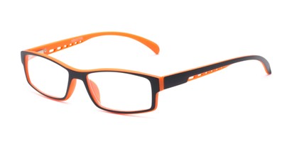 Angle of The Nova in Neon Orange, Women's and Men's Rectangle Reading Glasses
