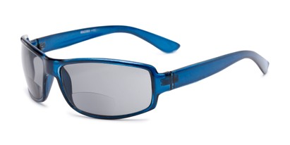 Angle of The Oaklie Bifocal Reading Sunglasses in Dark Blue with Smoke, Men's Rectangle Reading Sunglasses