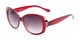 Angle of The Olive Bifocal Reading Sunglasses in Red with Smoke, Women's Cat Eye Reading Sunglasses