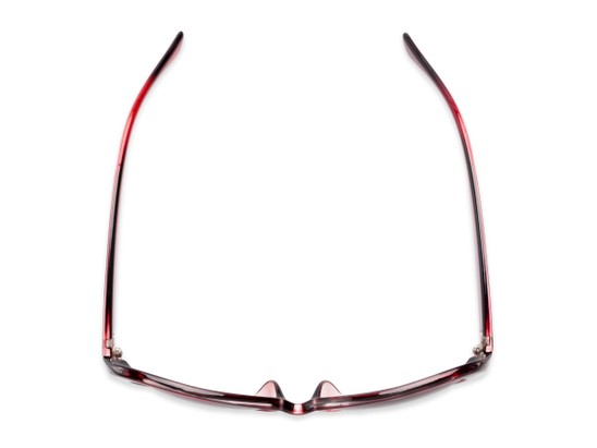 Overhead of The Olive Bifocal Reading Sunglasses in Red with Smoke