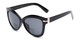 Angle of The Ophelia Bifocal Reading Sunglasses in Glossy Black with Smoke, Women's Cat Eye Reading Sunglasses