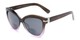 Angle of The Ophelia Bifocal Reading Sunglasses in Glossy Brown/Purple with Smoke, Women's Cat Eye Reading Sunglasses