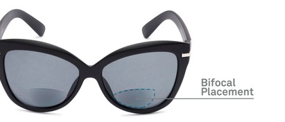 Detail of The Ophelia Bifocal Reading Sunglasses in Matte Black with Smoke