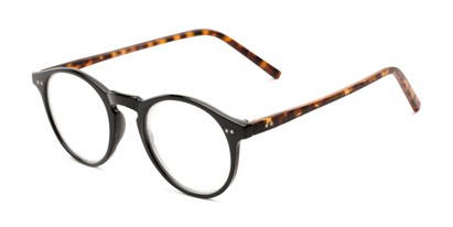 Angle of The Ormand in Black/Matte Brown Tortoise, Women's and Men's Round Reading Glasses